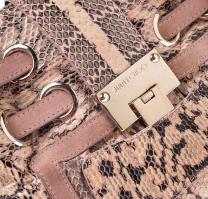 Jimmy Choo Pink/Beige Python and Suede Riki Tote in vendita 3