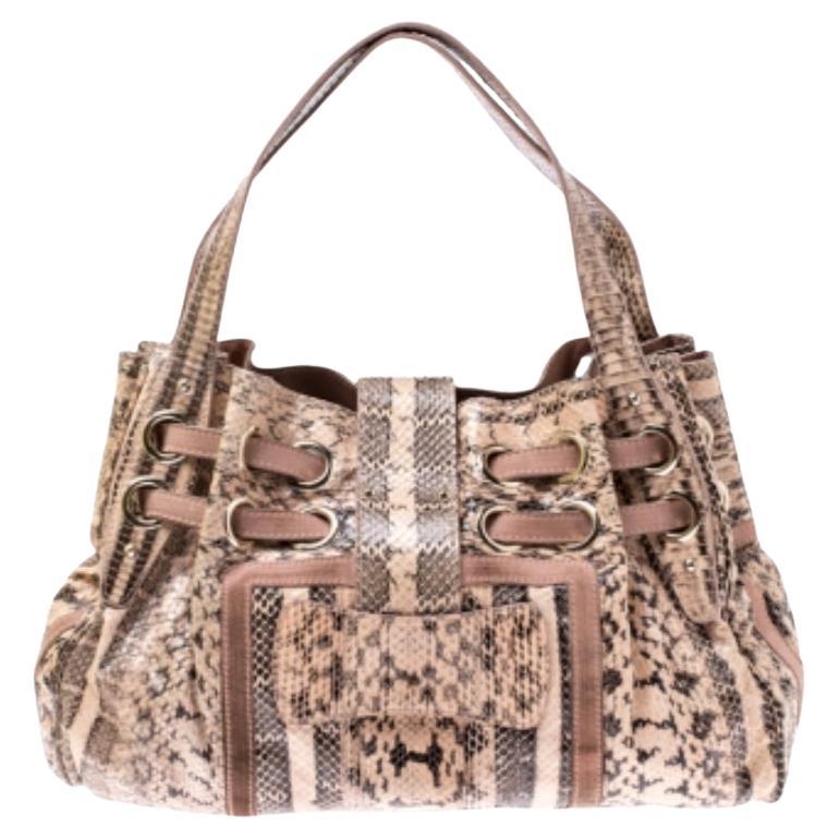 Jimmy Choo Pink/Beige Python and Suede Riki Tote in vendita
