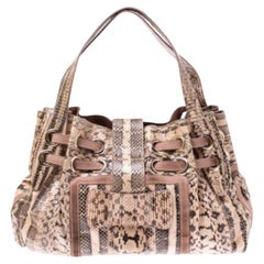 Jimmy Choo Pink/Beige Python and Suede Riki Tote