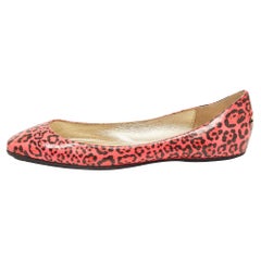 Jimmy Choo Pink/Black Leopard Print Patent Leather Ballet Flats Size 37