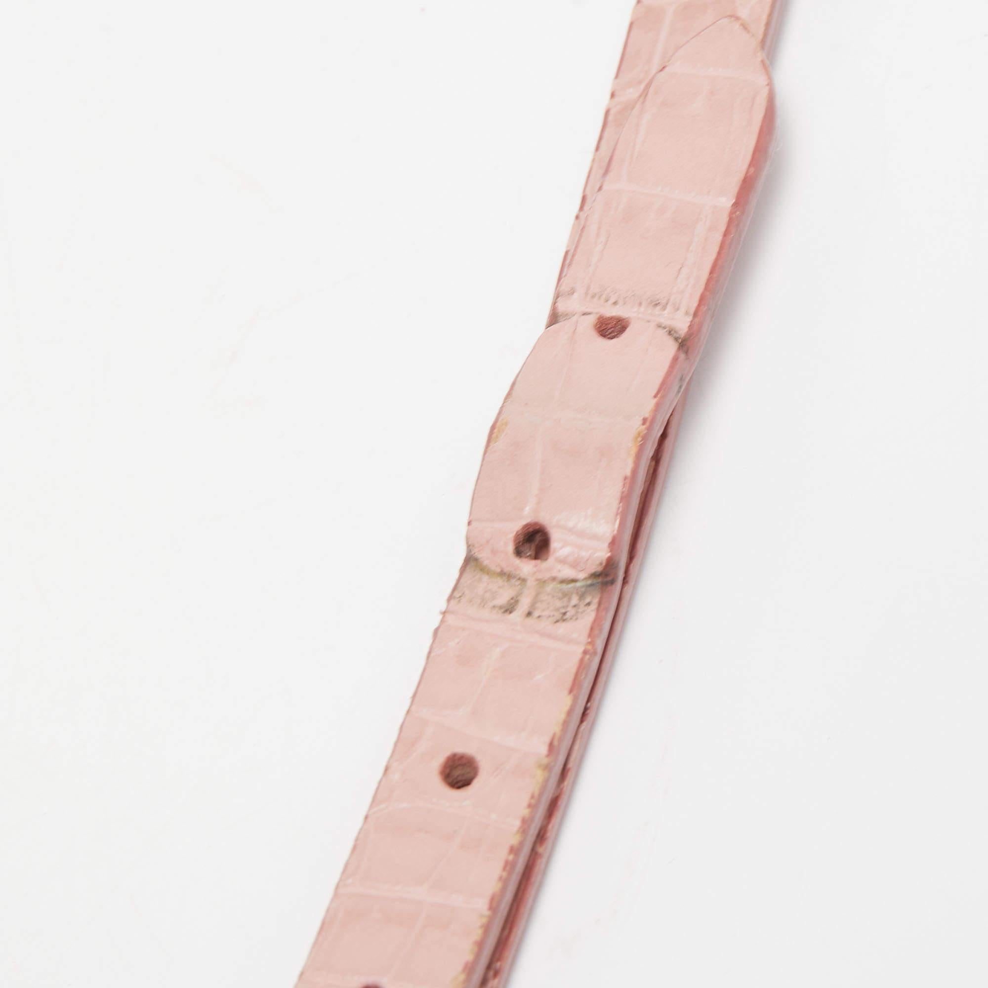 Jimmy Choo Pink Croc Embossed Leather Small Varenne Bowler Bag 7