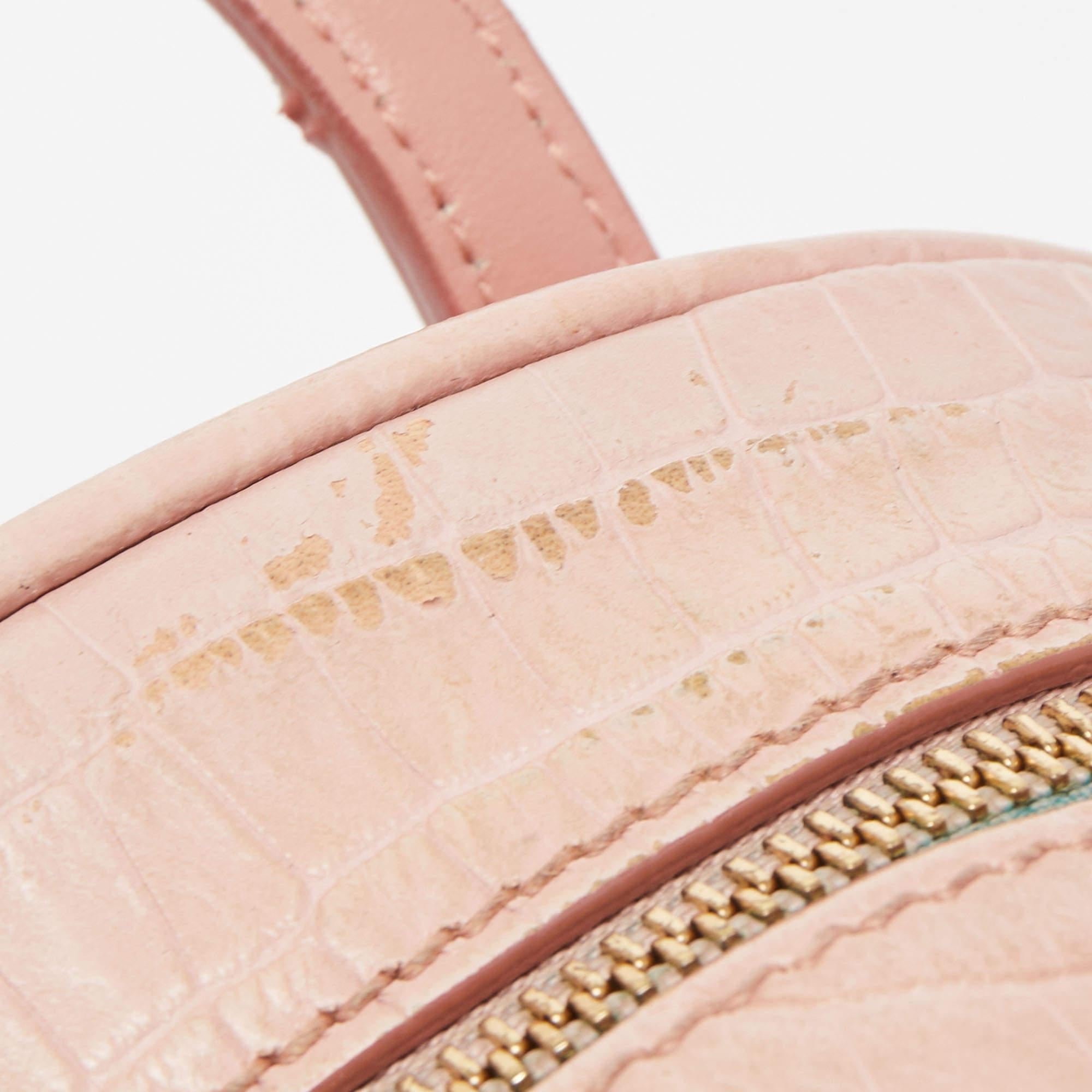 Jimmy Choo Pink Croc Embossed Leather Small Varenne Bowler Bag 8