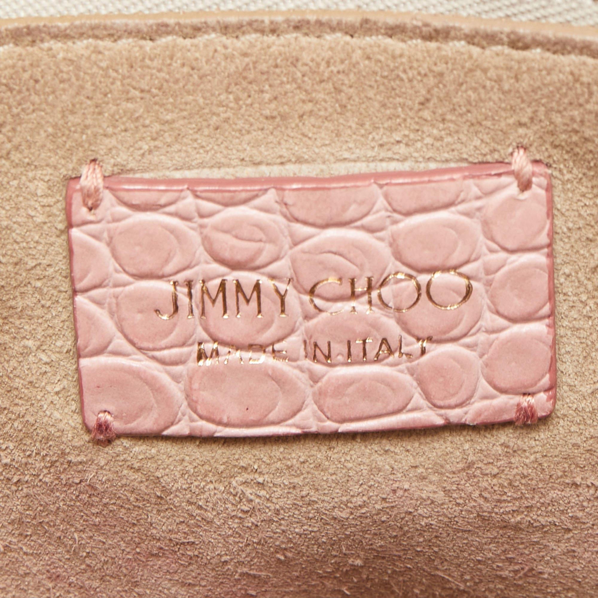 Jimmy Choo Pink Croc Embossed Leather Small Varenne Bowler Bag 10