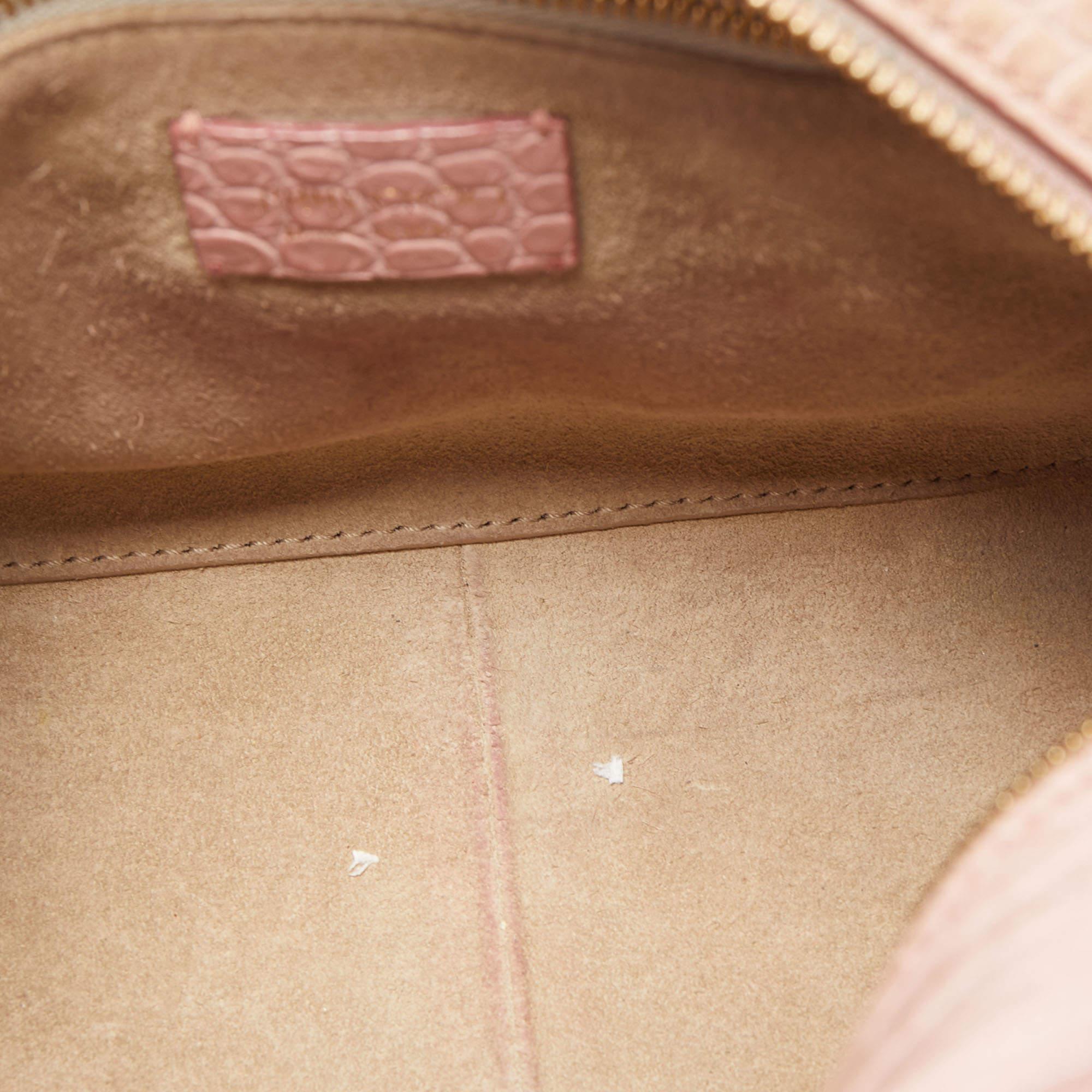 Jimmy Choo Pink Croc Embossed Leather Small Varenne Bowler Bag 11