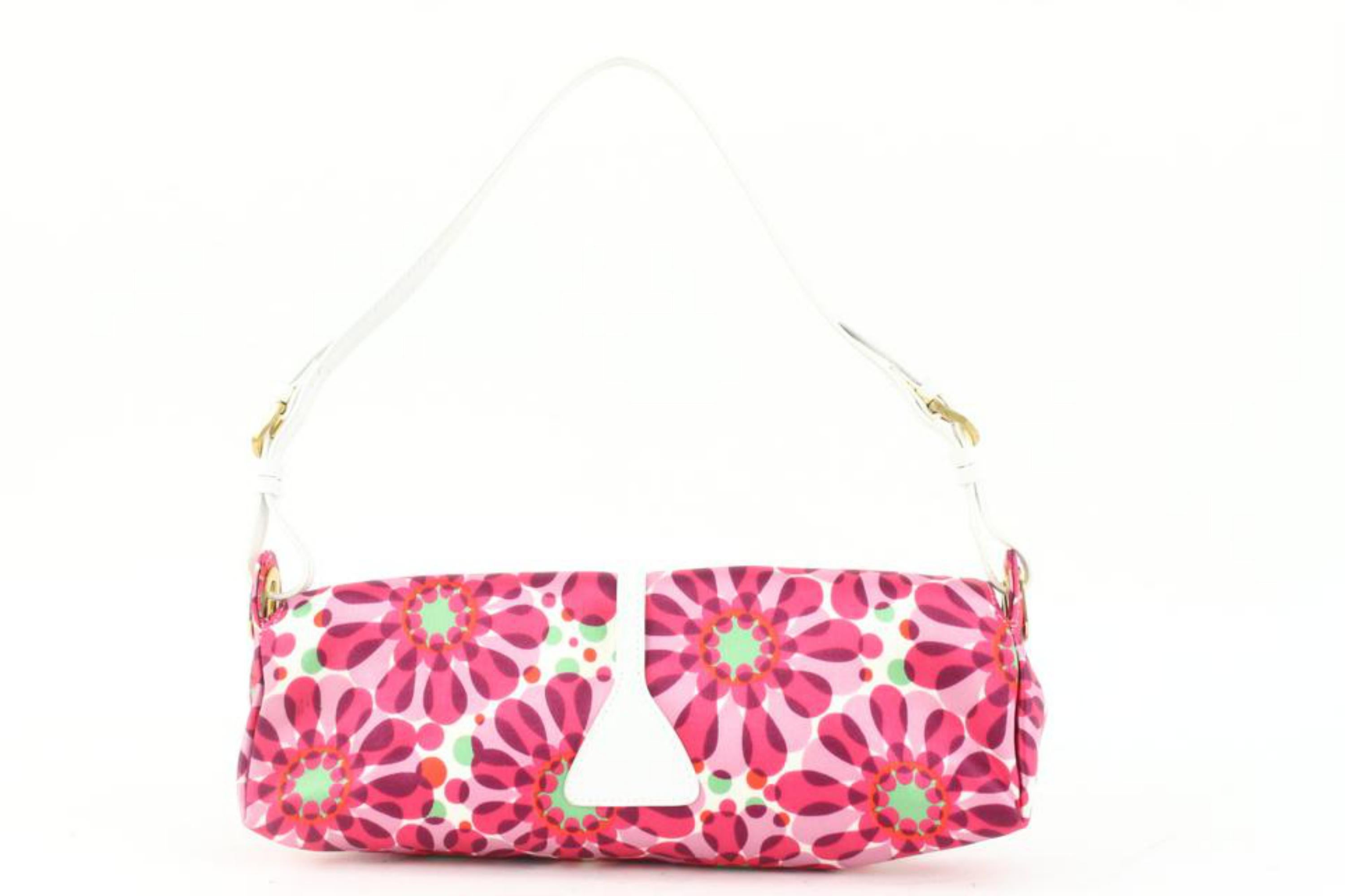 Women's Jimmy Choo Pink Floral Satin Flap Shoulder Bag 2JC113 For Sale