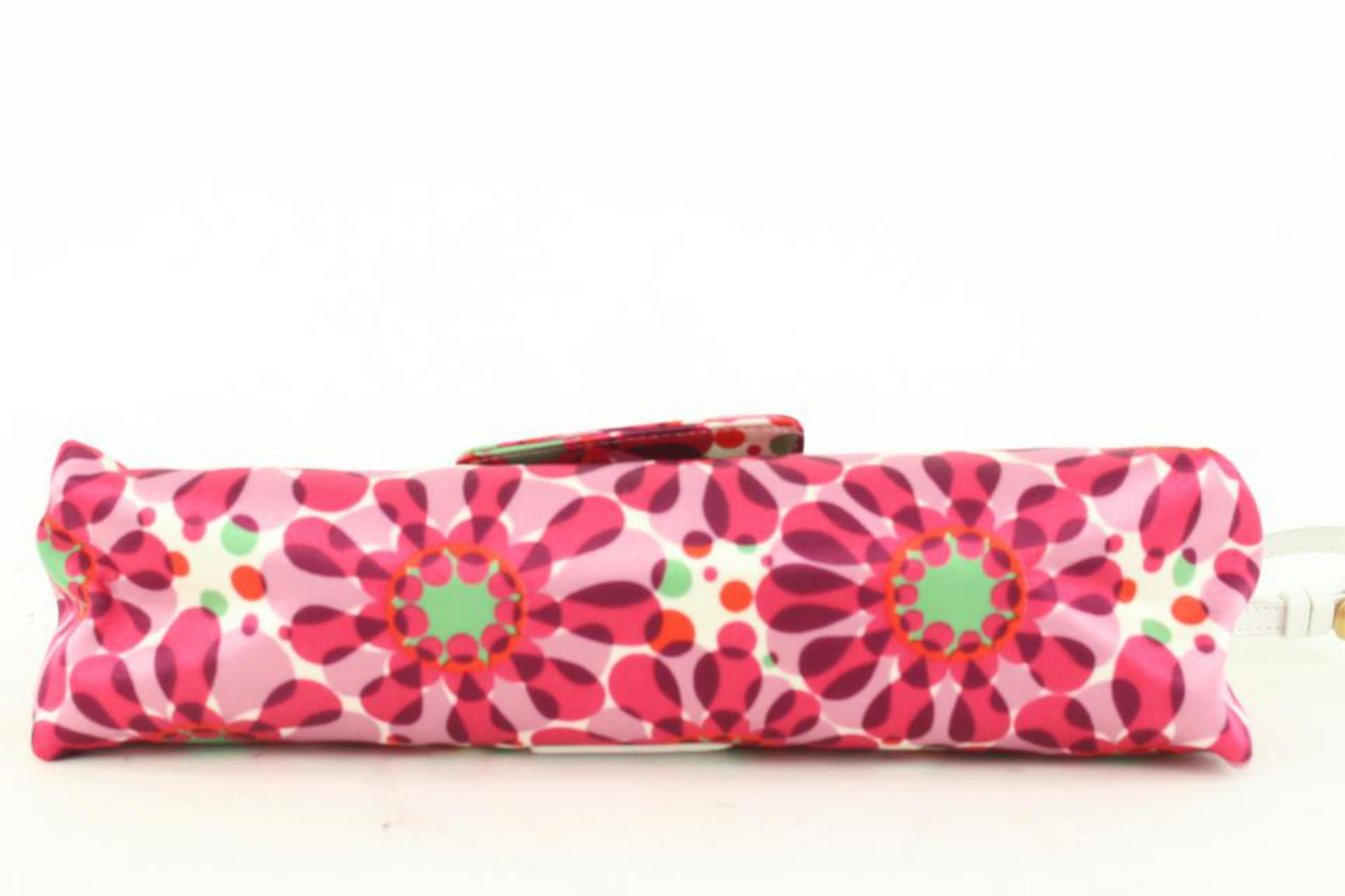 Jimmy Choo Pink Floral Satin Flap Shoulder Bag 2JC113 For Sale 1