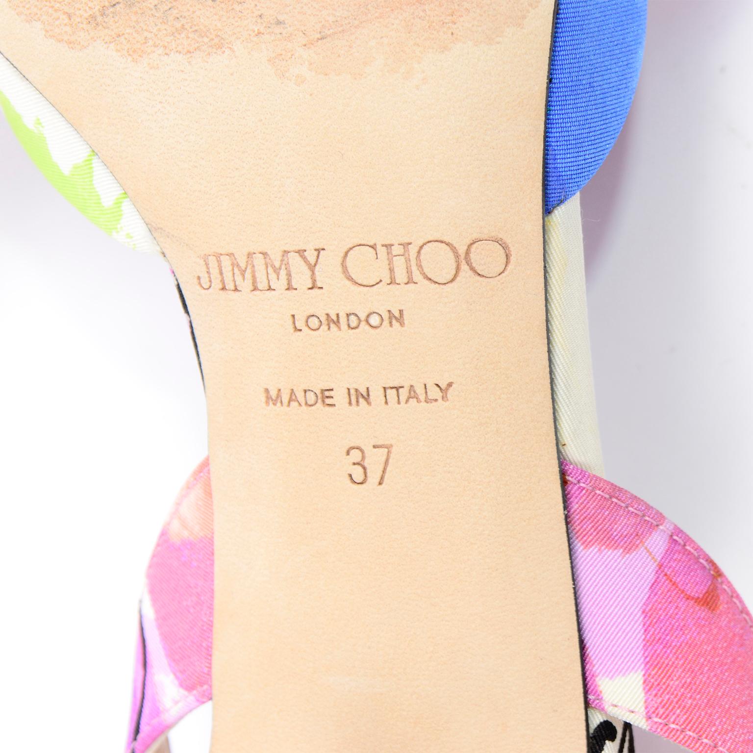 Jimmy Choo Pink Floral Shoes Slingback Heels 3