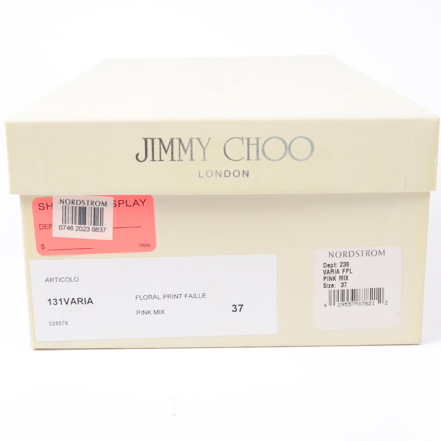 Jimmy Choo - Scarpe floreali rosa con tacco a spillo 6