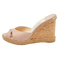 Jimmy Choo Pink Leather Almer Wedge Sandals Size 40.5