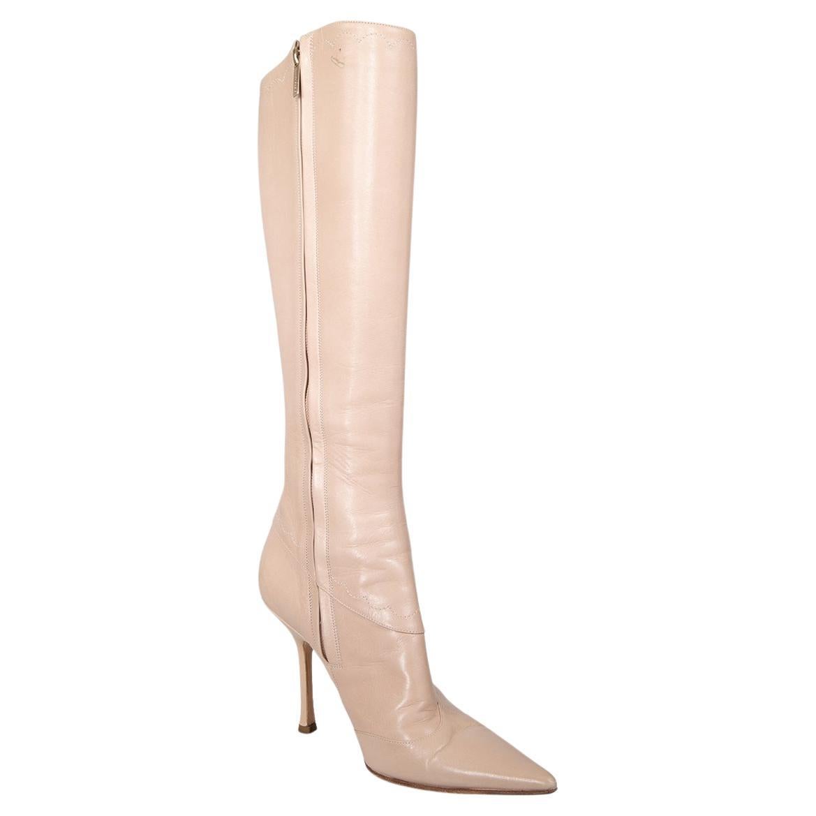 Jimmy Choo Botas altas a la rodilla de piel rosa con detalle de abalorios Talla IT 37