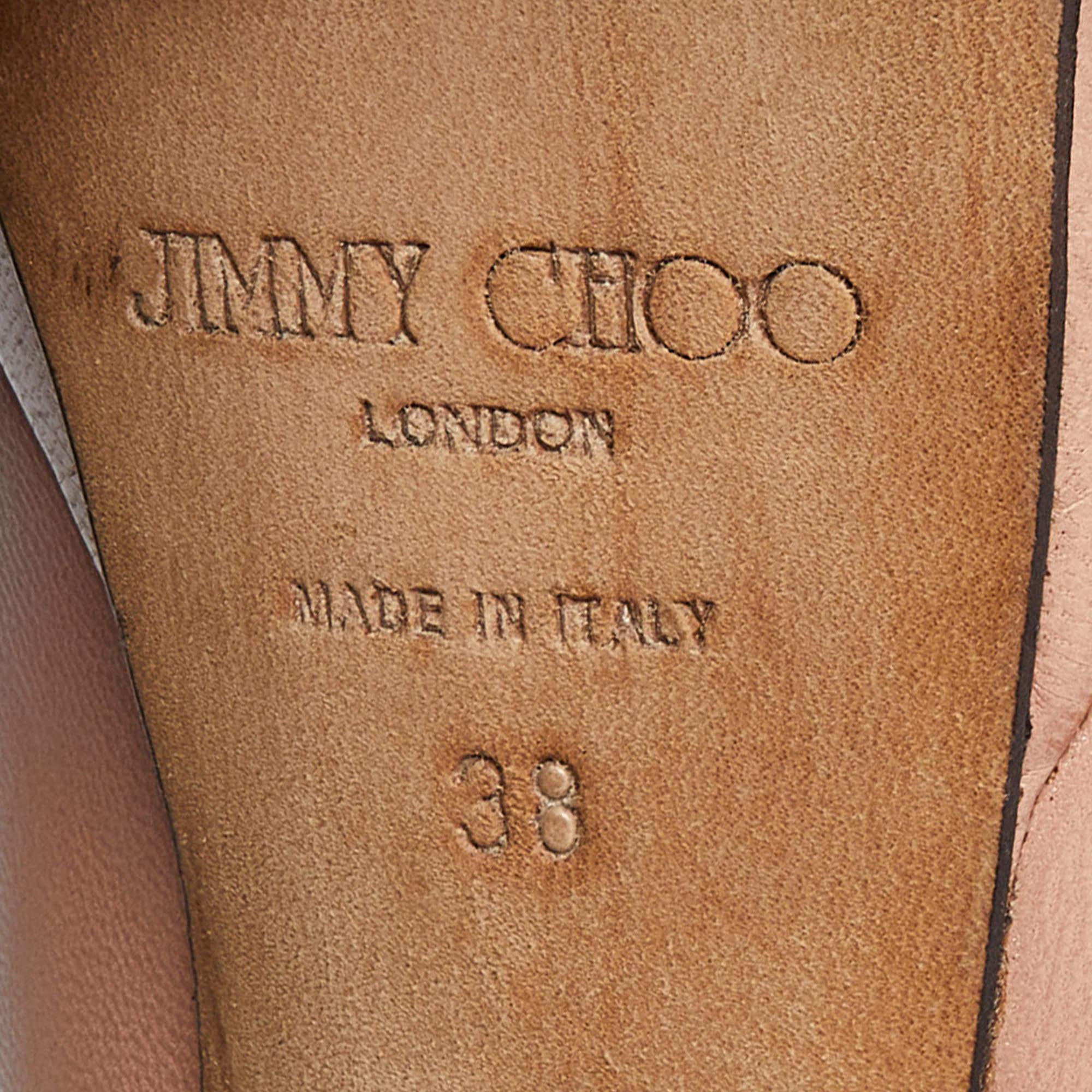 Jimmy Choo Pink Leather Luna Peep Toe Platform Pumps Size 38 For Sale 3