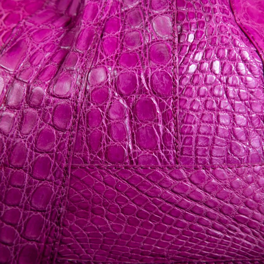 Jimmy Choo Pink Leather Saba Croc Hobo 1