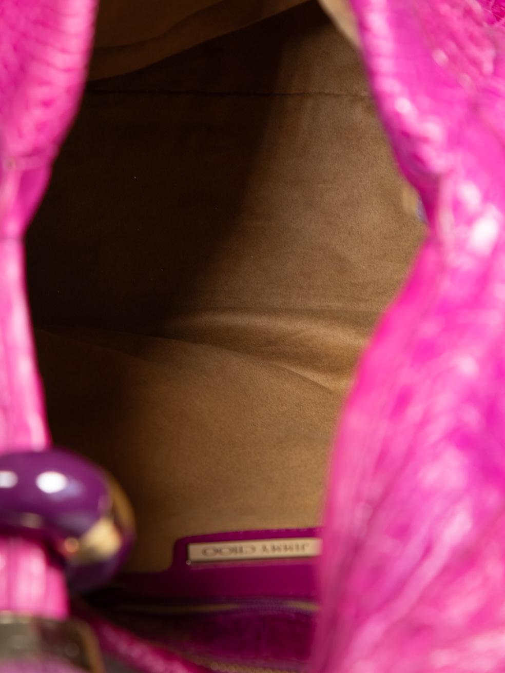 Jimmy Choo Pink Leather Saba Croc Hobo 2