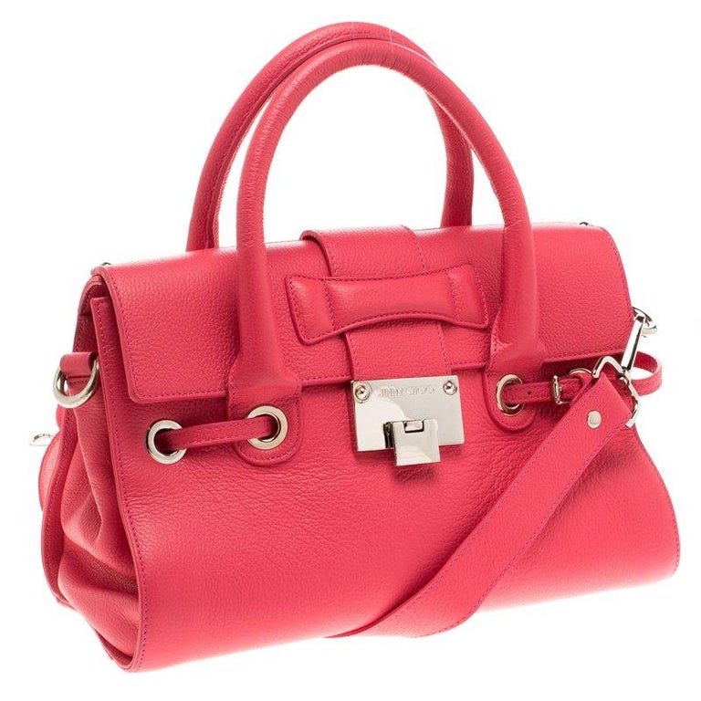 Jimmy Choo Pink Leather Small Rosalie Top Handle Bag For Sale at 1stDibs