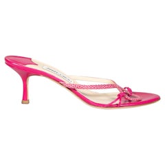 Jimmy Choo Pink Leather Snakeskin Pattern Sandals Size IT 39.5