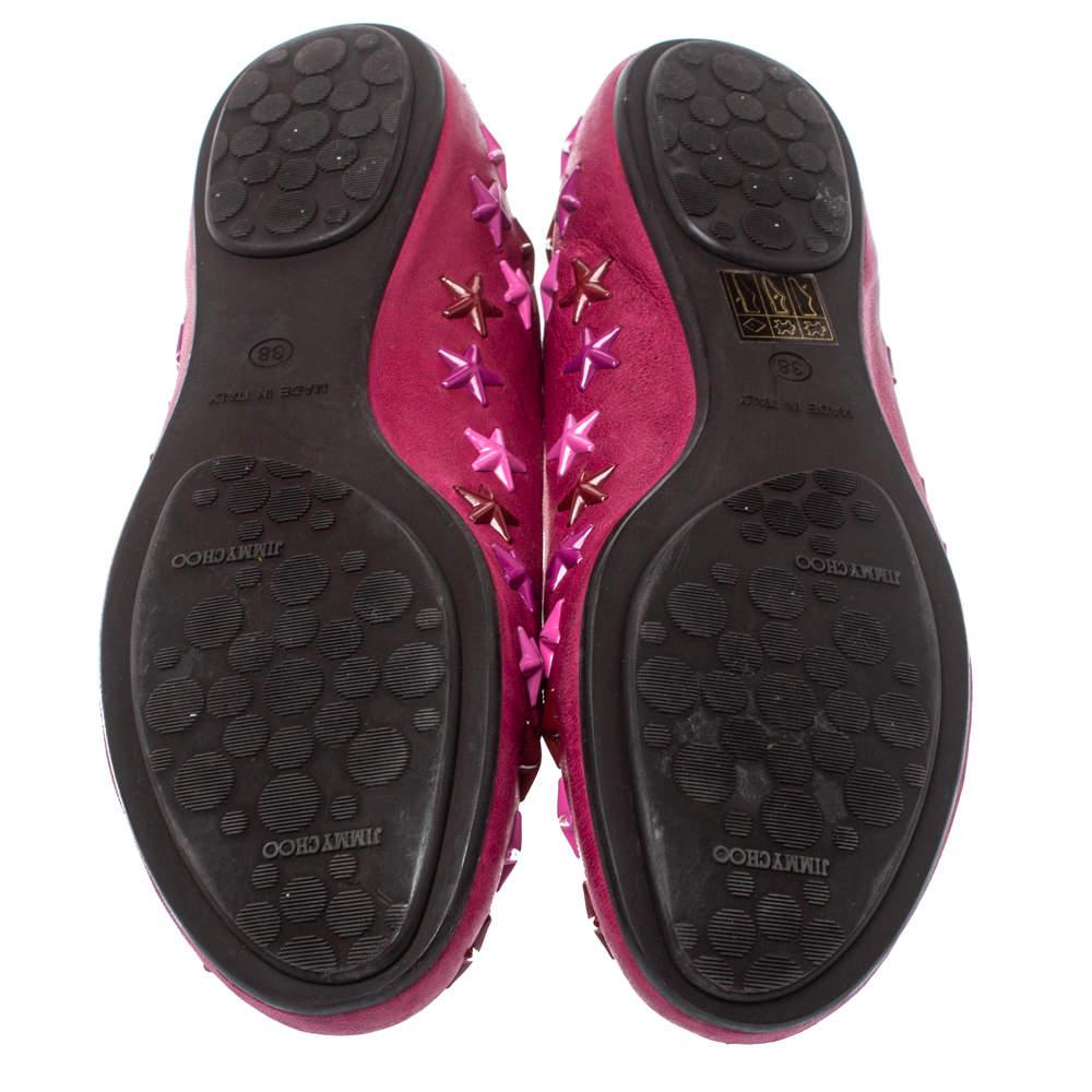 Jimmy Choo Pink Leather Western Star Studded Ballet Flats Size 38 1