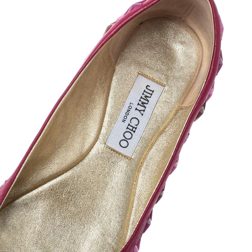 Jimmy Choo Pink Leather Western Star Studded Ballet Flats Size 38 2