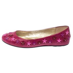 Jimmy Choo Pink Leather Western Star Studded Ballet Flats Size 38