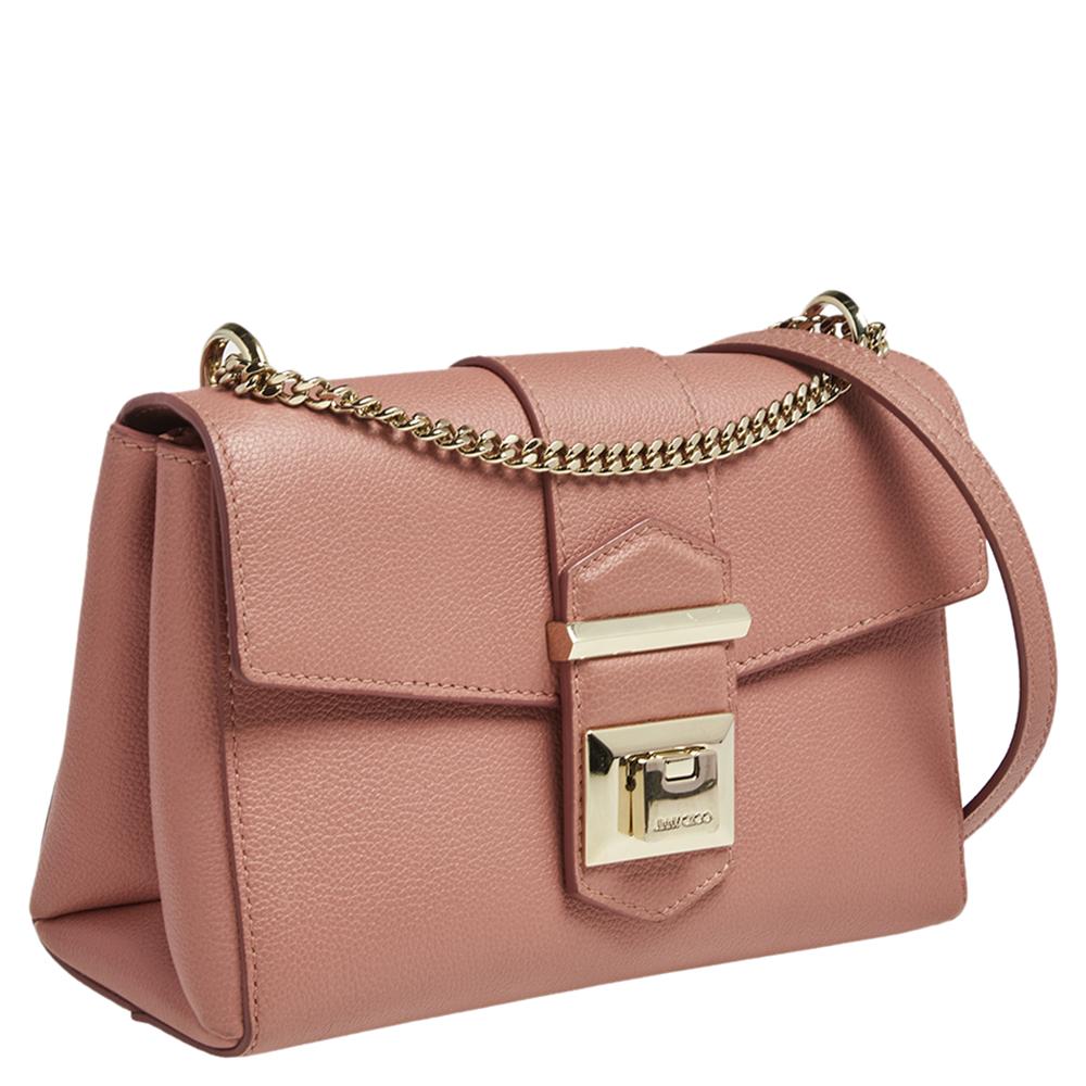 Brown Jimmy Choo Pink Leather XB Marianne Shoulder Bag