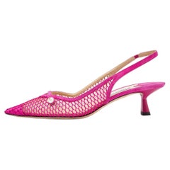 Jimmy Choo Pink Mesh and Suede Slingback Pumps Size 40