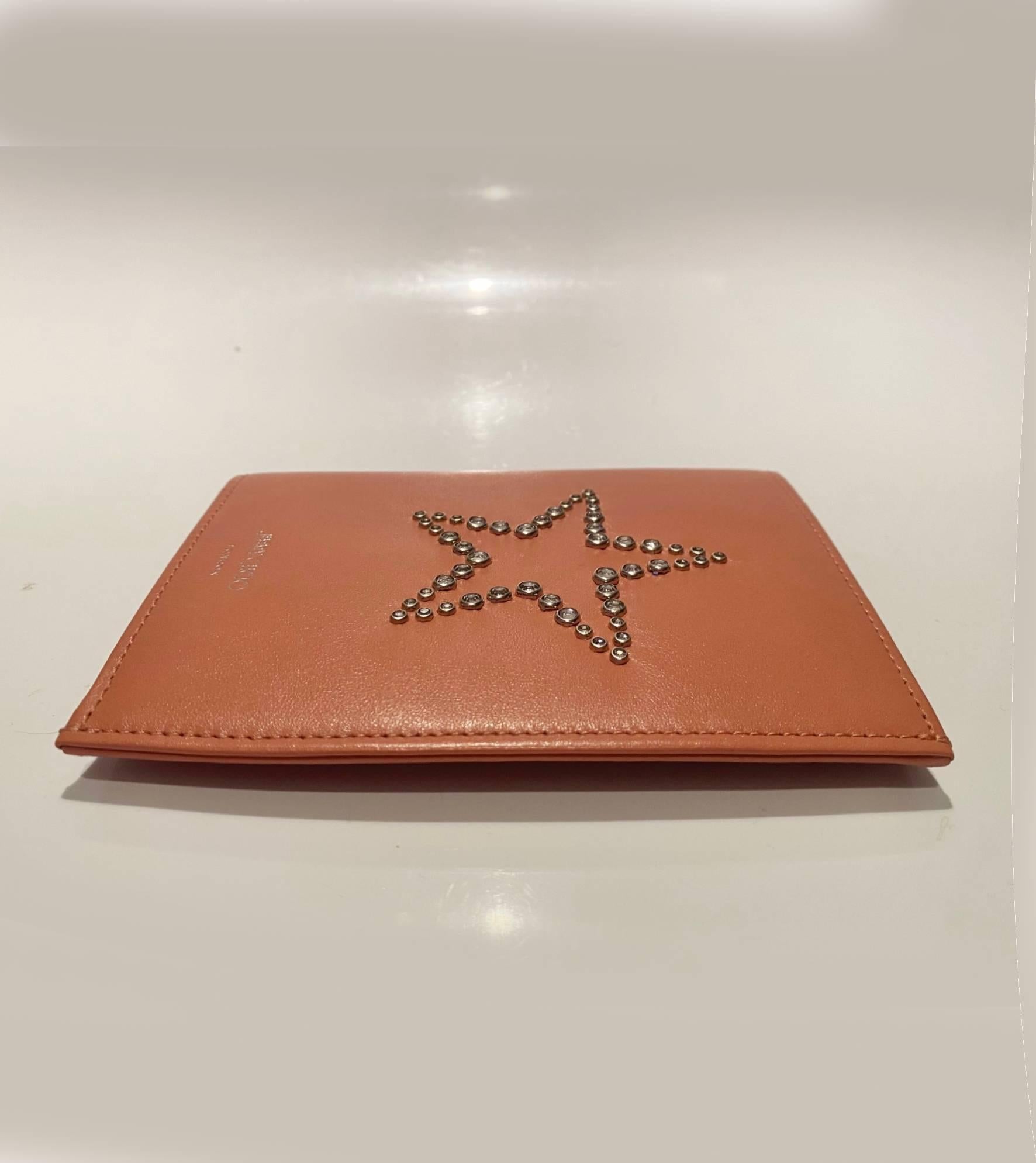 Jimmy Choo Pink Nappa Leather 'Analya' Star Passport Holder In Excellent Condition In London, GB