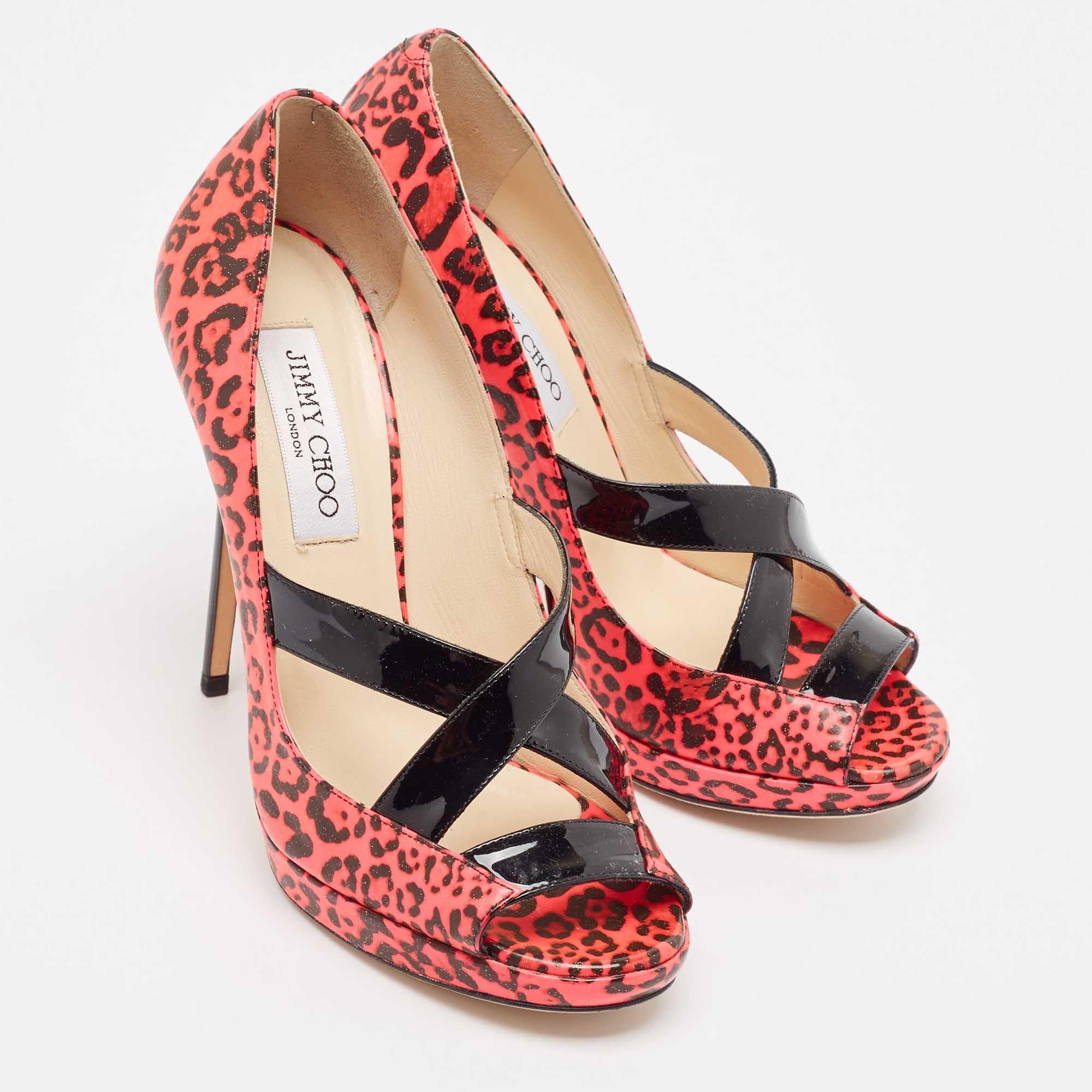 Women's Jimmy Choo Pink Patent Leather Gesture Peep Toe Pumps Size 38.5 For Sale