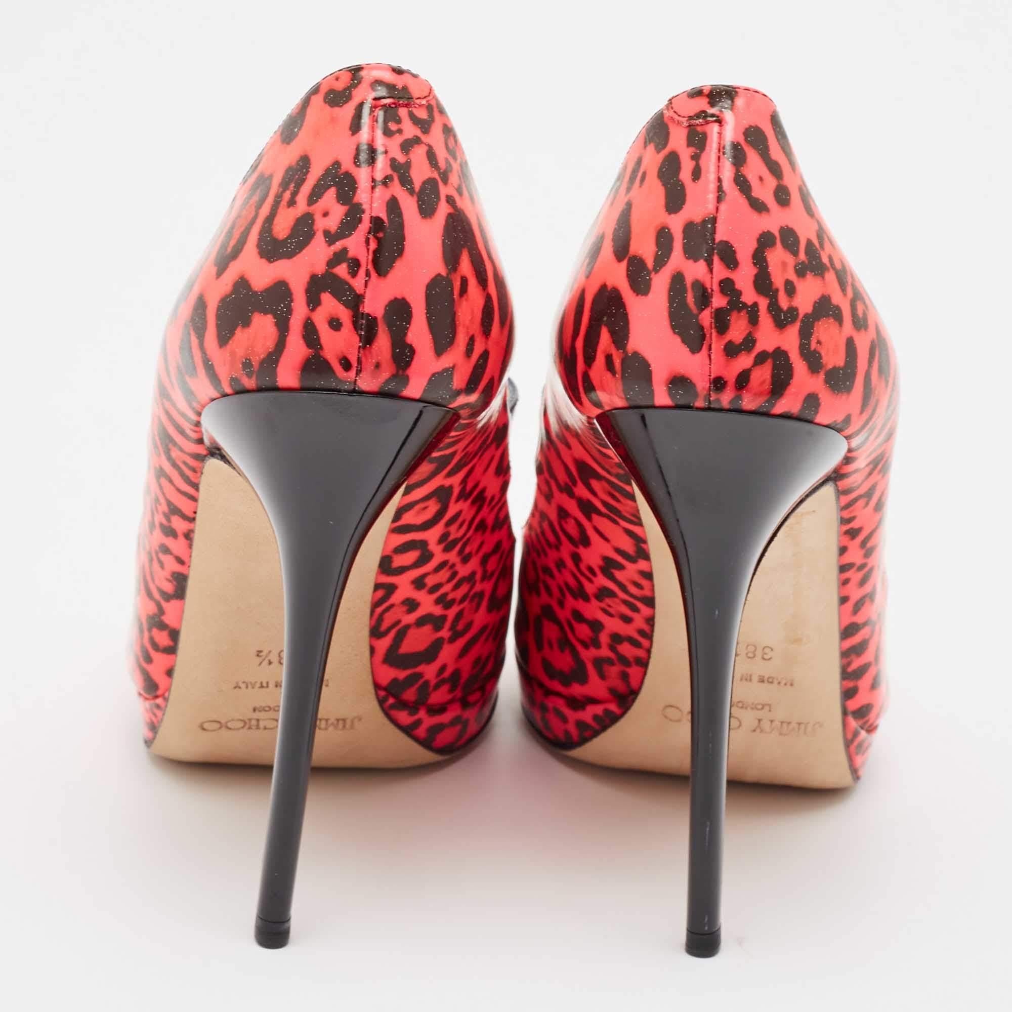 Jimmy Choo Pink Patent Leather Gesture Peep Toe Pumps Size 38.5 For Sale 1