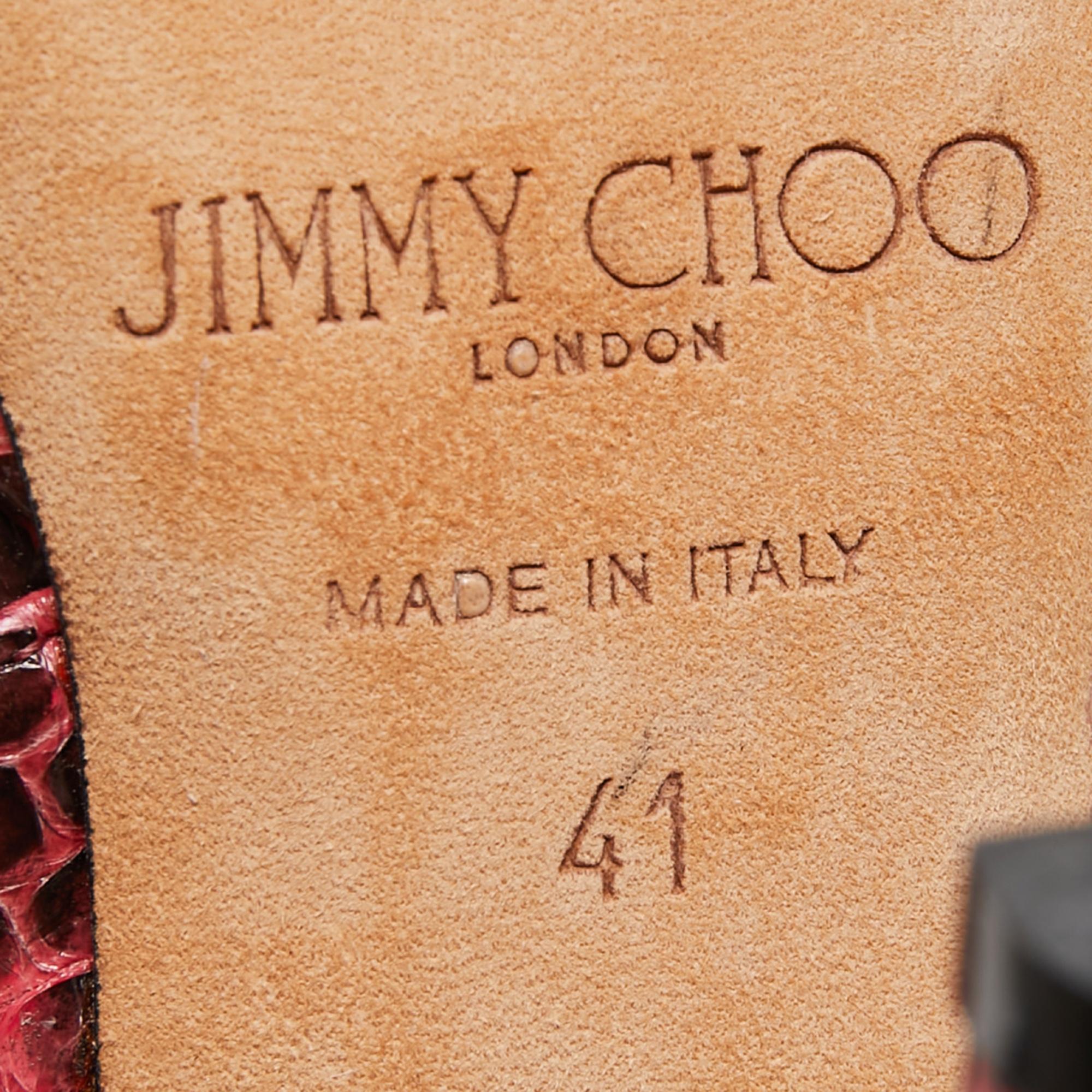 Jimmy Choo Pink Python Collar Platform Sandals Size 41 4