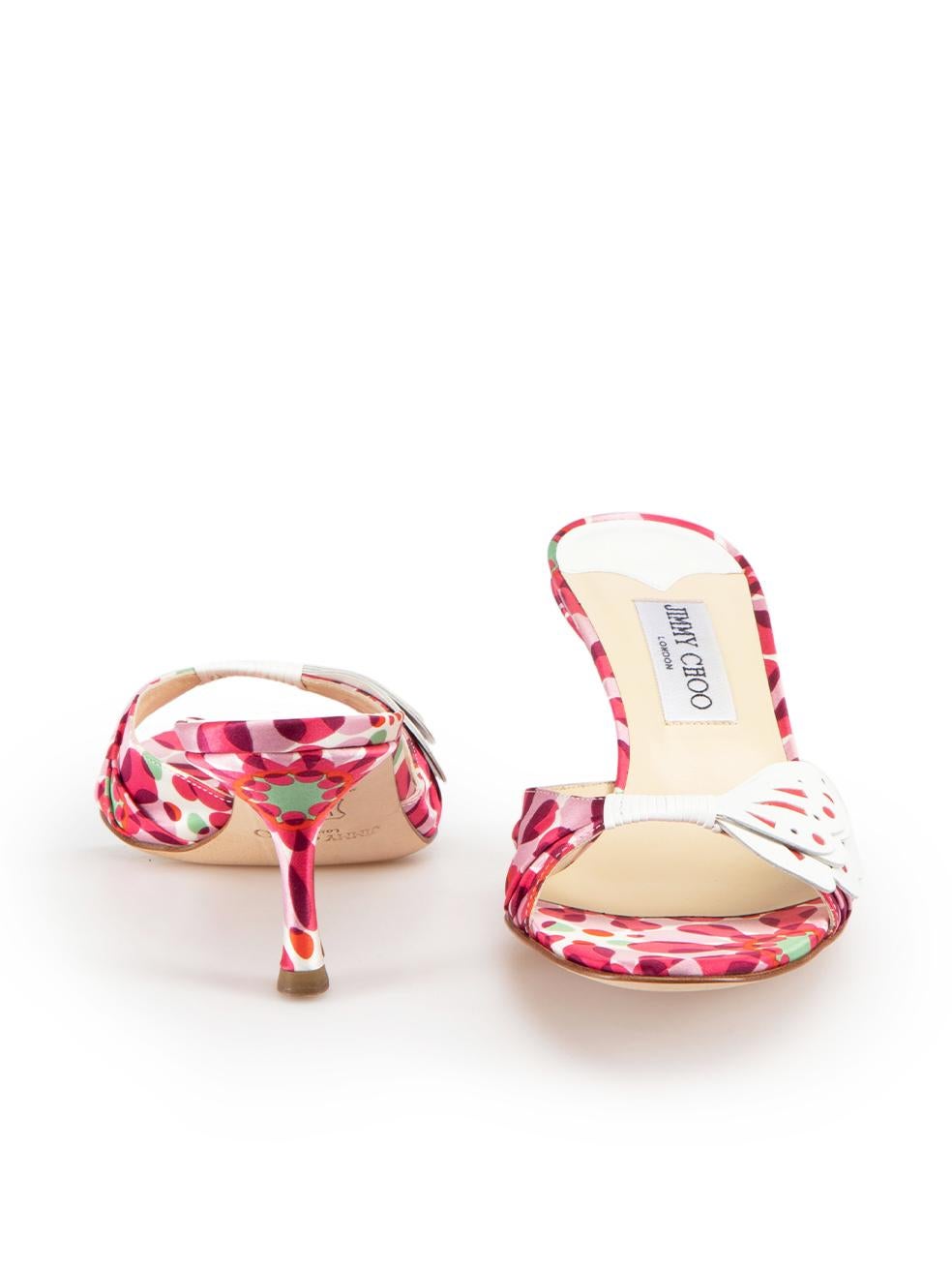 White Jimmy Choo Pink Satin Cala Floral Sandals Size IT 38.5