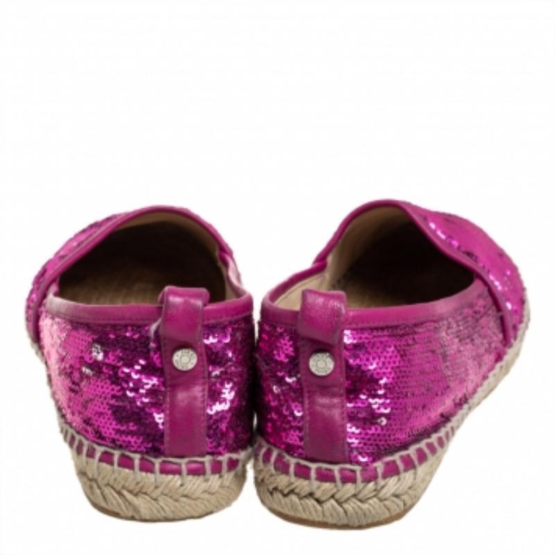 Jimmy Choo Pink Sequin Espadrille Flats Size 38.5 For Sale 1