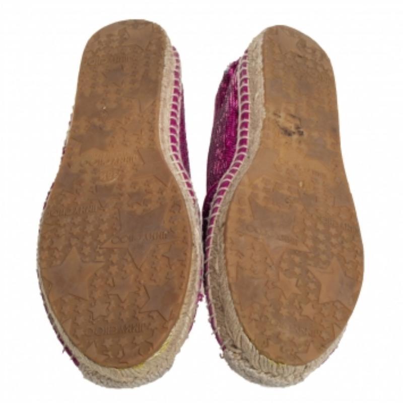 Jimmy Choo Pink Sequin Espadrille Flats Size 38.5 For Sale 2