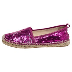 Jimmy Choo Pink Sequin Espadrille Flats Size 38.5