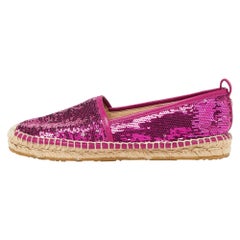 Jimmy Choo Pink Sequins Espadrille Flats Size 37.5