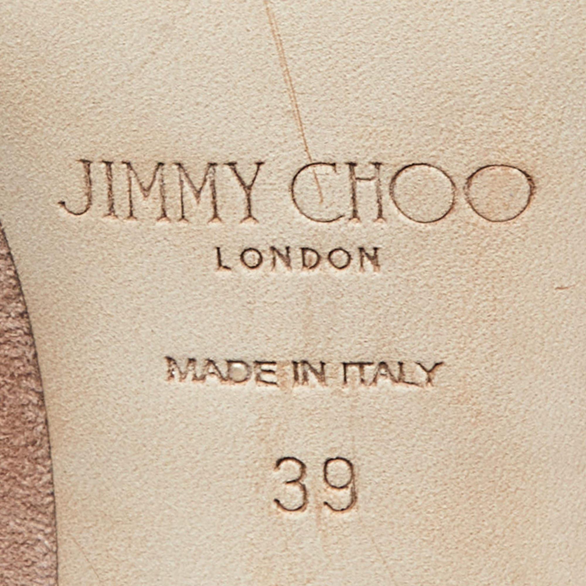 Jimmy Choo Botines de ante rosa y plumas con adornos de cristal talla 39 en venta 5