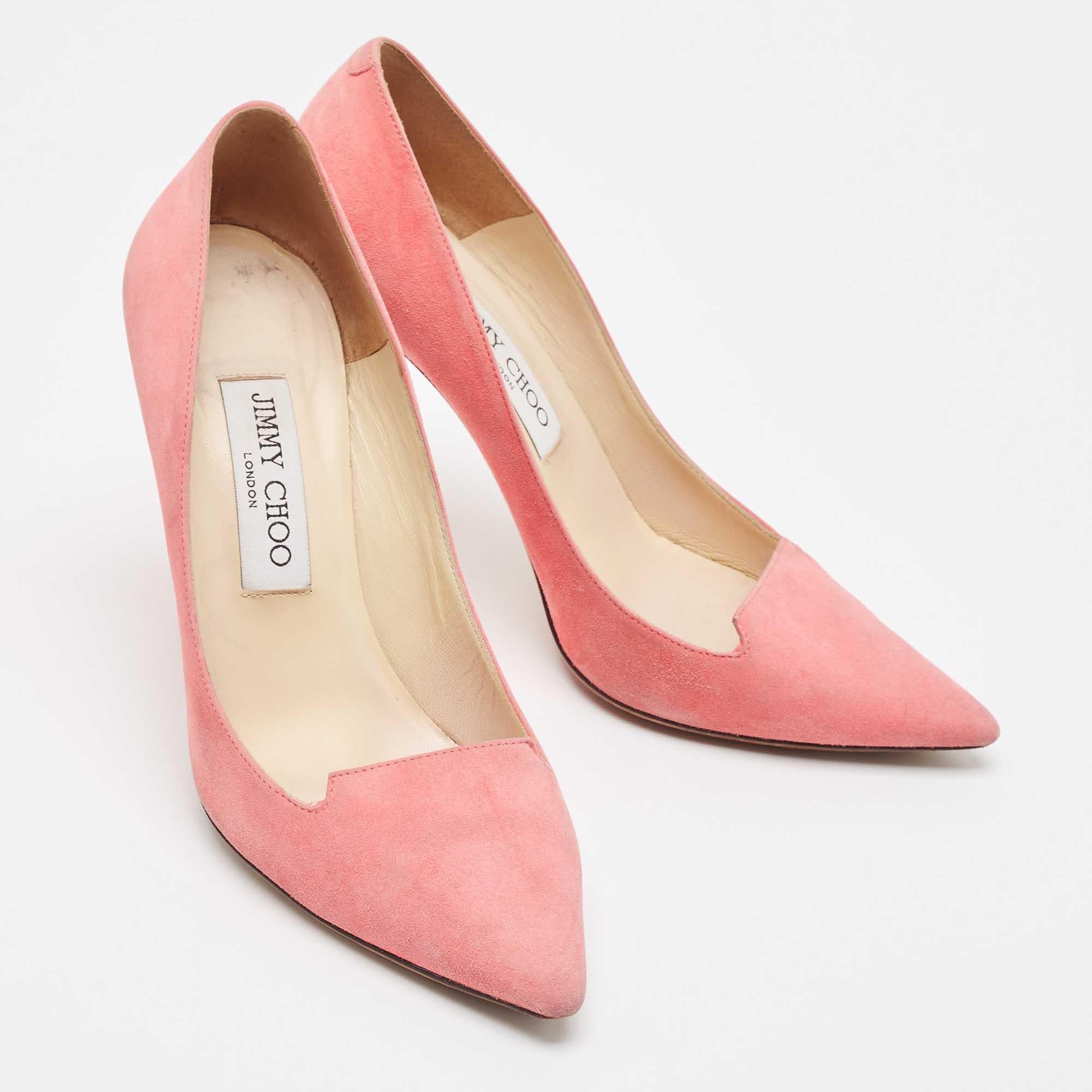 Women's Jimmy Choo Pink Suede Avril Pumps Size 37 For Sale