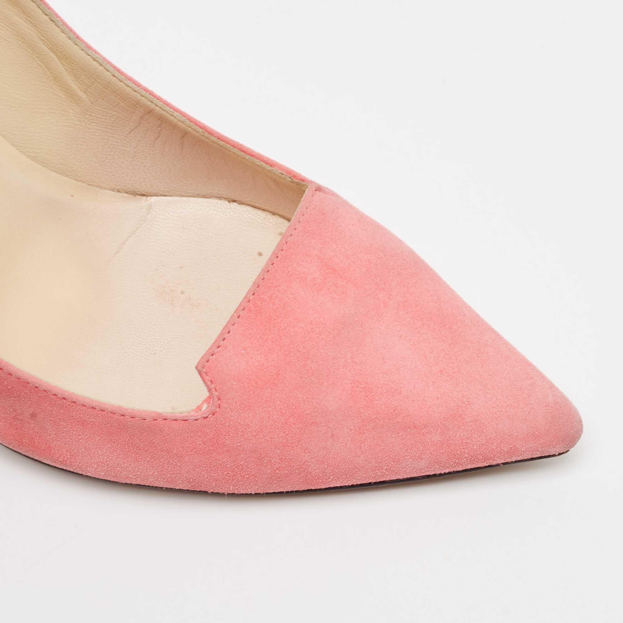 Jimmy Choo Pink Suede Avril Pumps Size 37 For Sale 4
