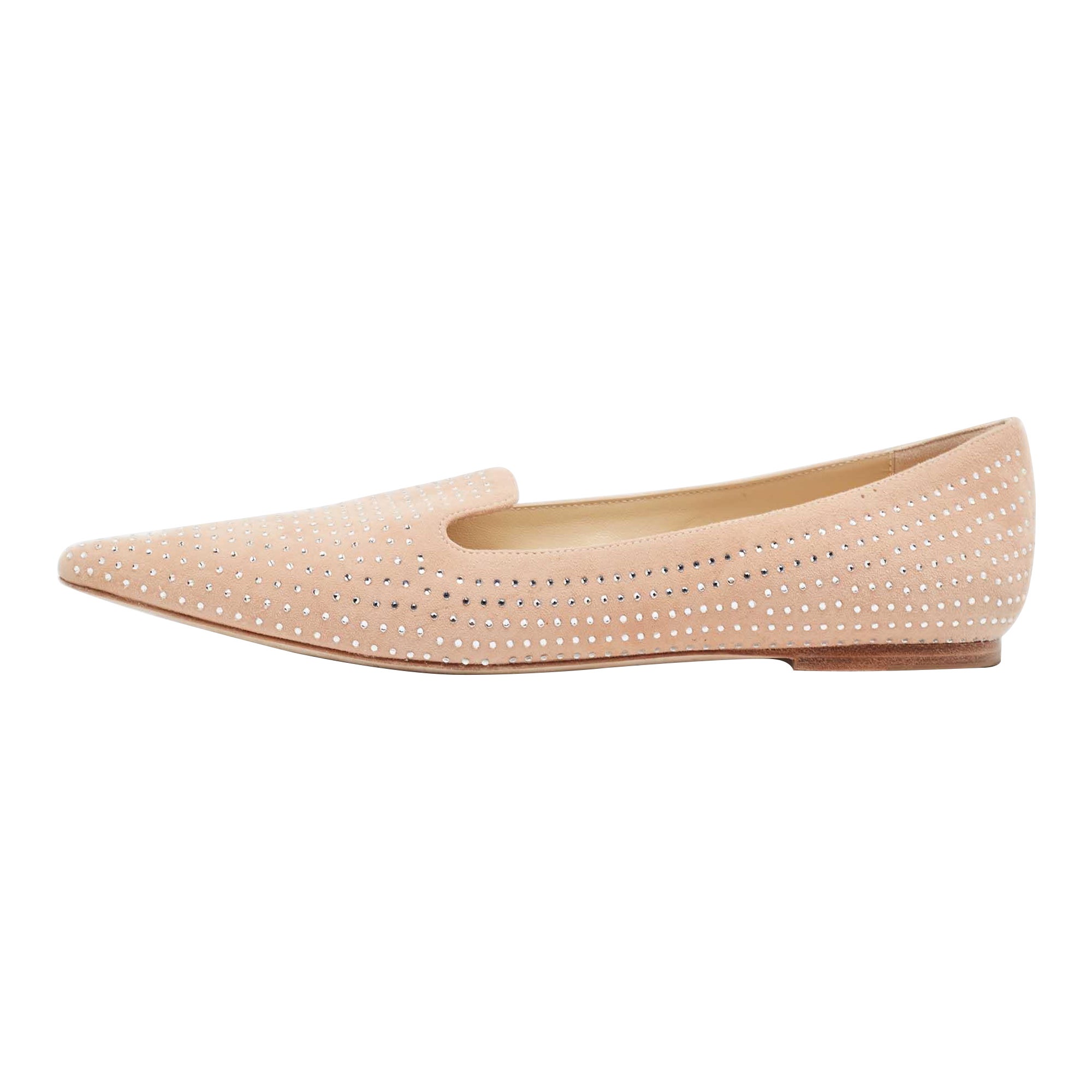 Jimmy Choo Pink Suede Calix Ballet Flats Size 38