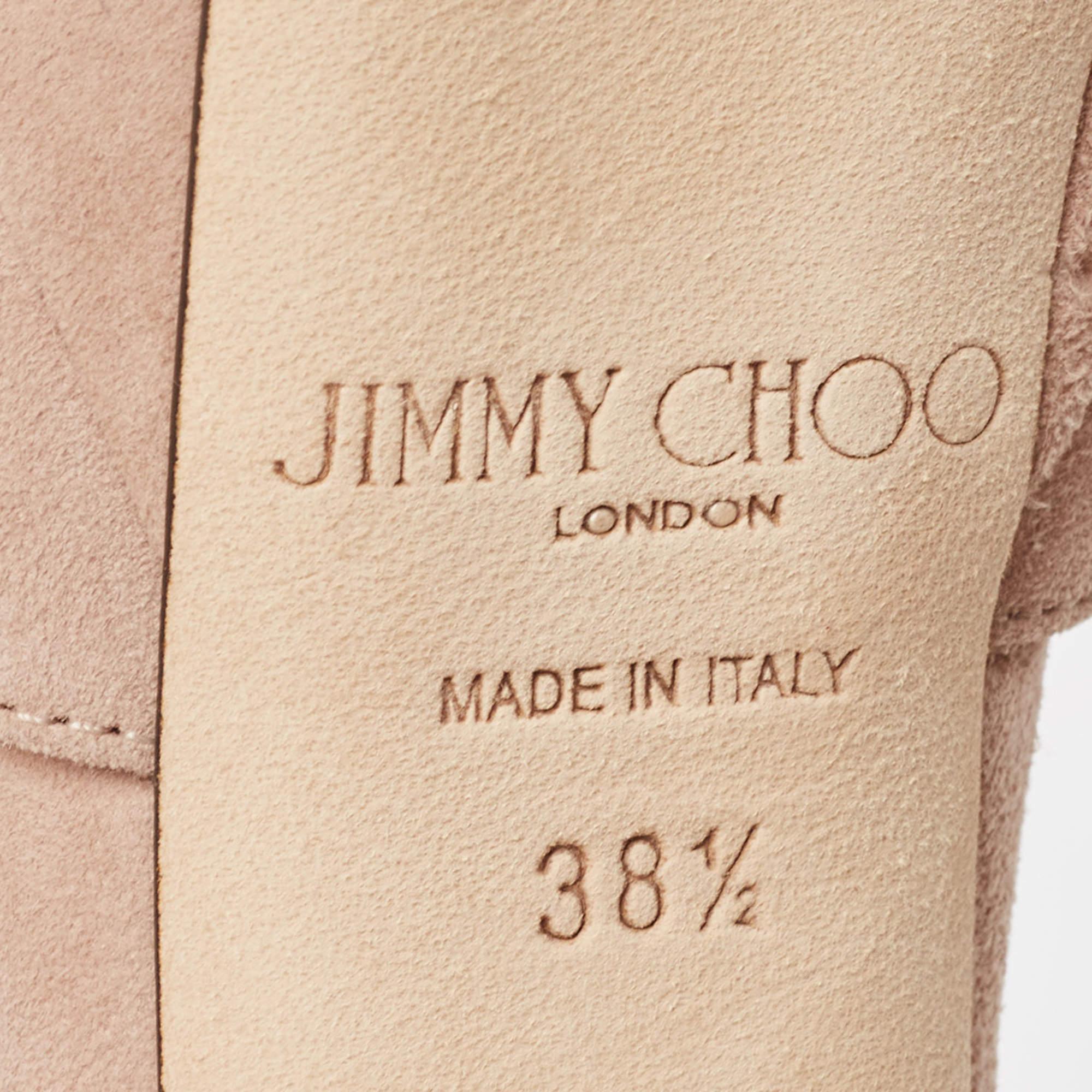 Jimmy Choo - Sandales à lanières à plateforme Pattie en daim rose, taille 38,5 3