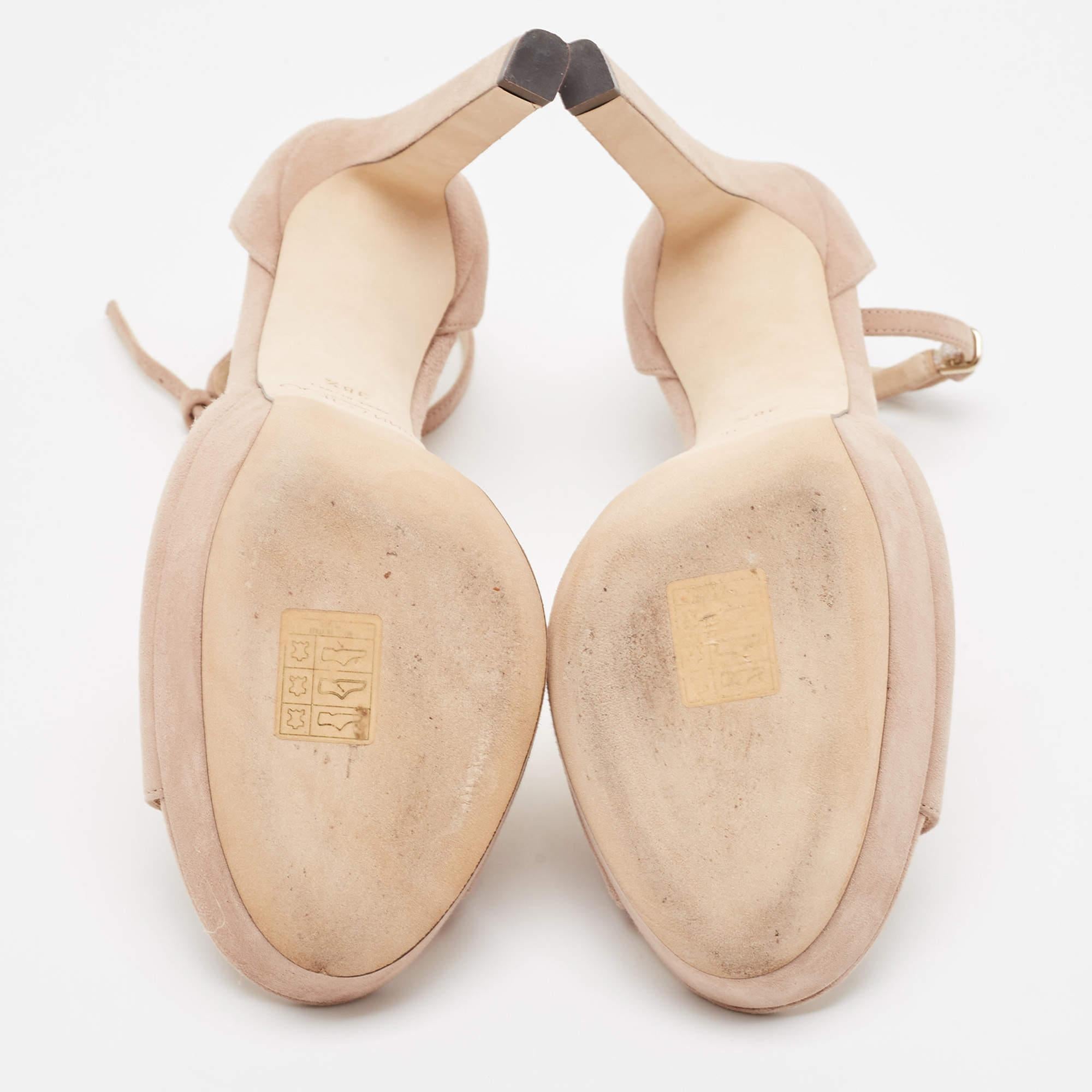 Jimmy Choo - Sandales à lanières à plateforme Pattie en daim rose, taille 38,5 5