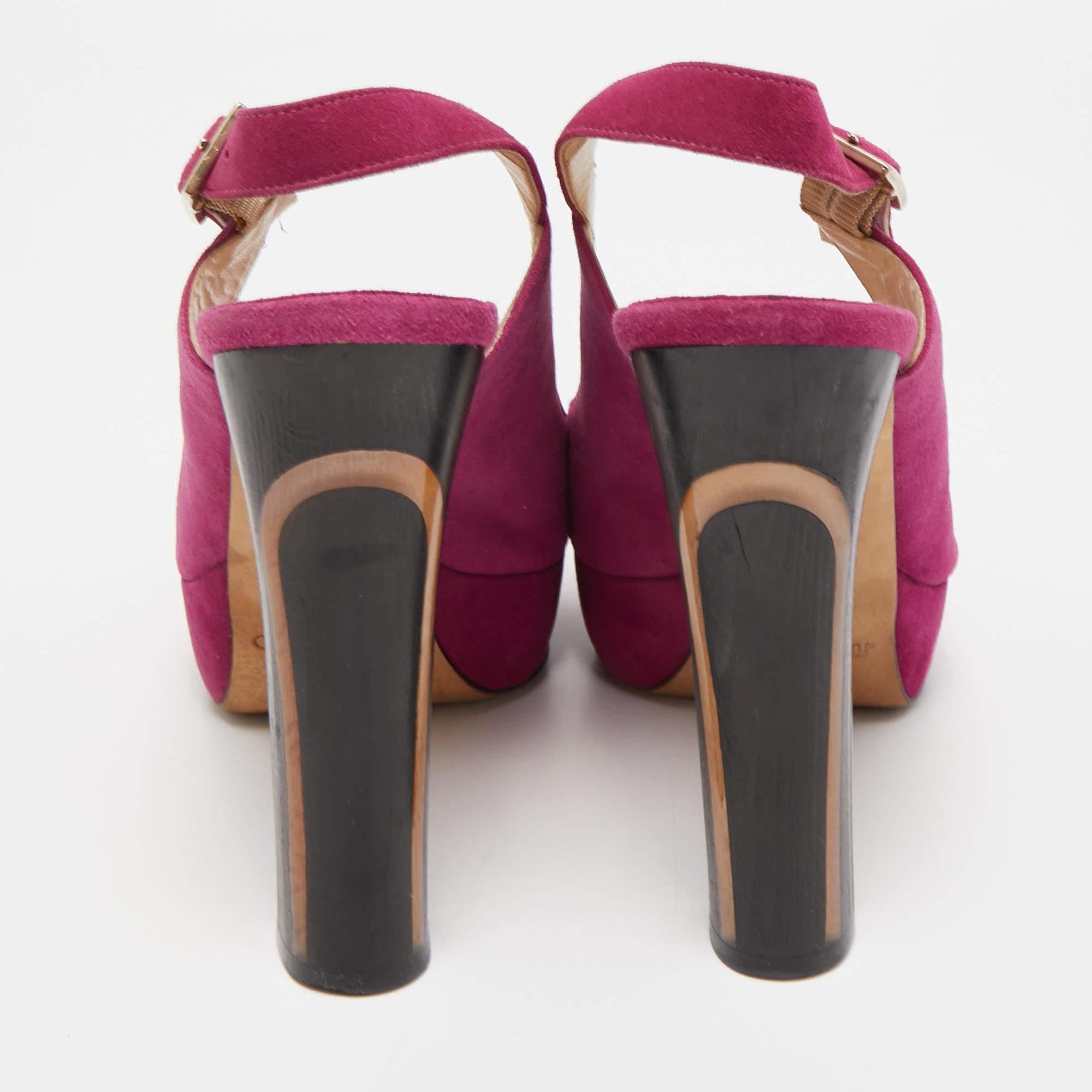 Jimmy Choo - Sandales à plateforme à bout ouvert en daim rose, taille 38,5 Pour femmes en vente