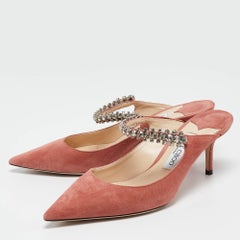 Jimmy Choo Pink Suede Pointed Toe Bing Mules Size 38.5