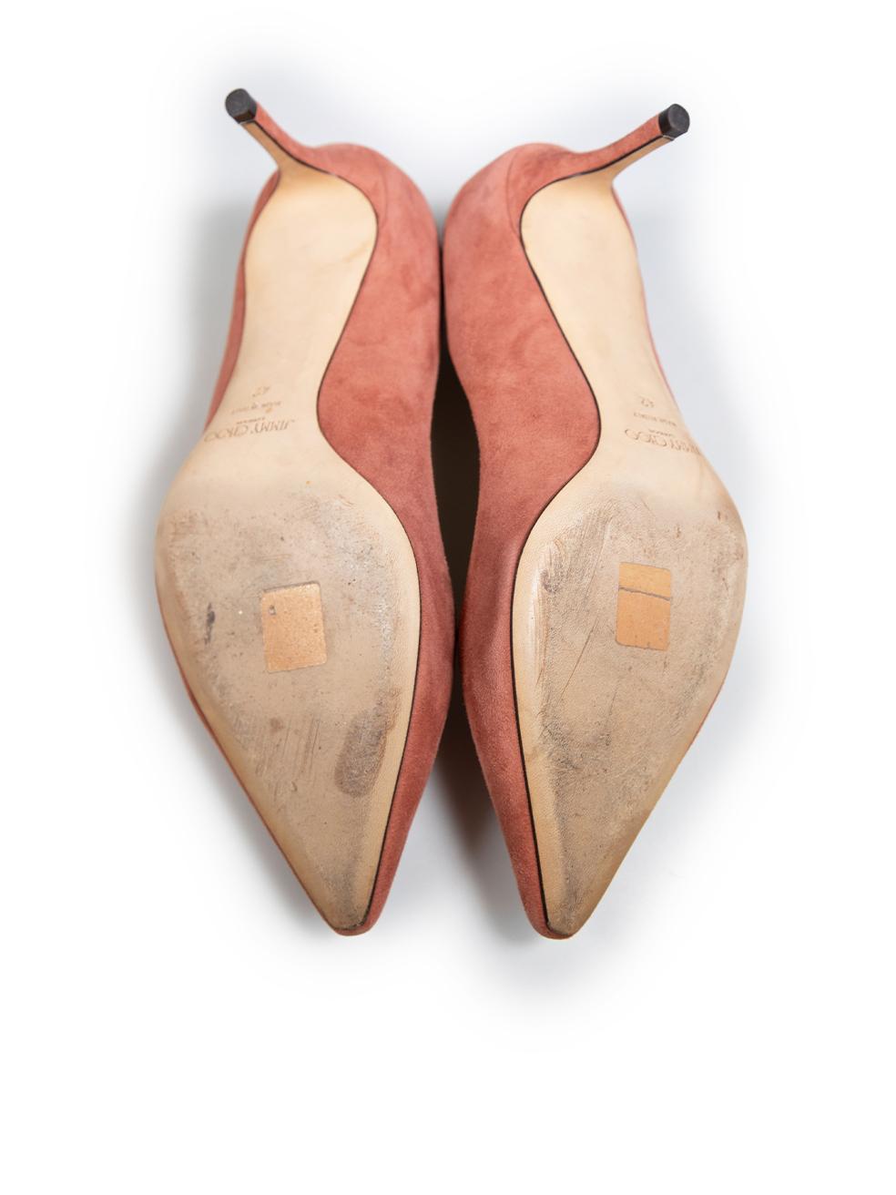 Jimmy Choo Pink Suede Romy 60 Pumps Size IT 42 In Good Condition For Sale In London, GB