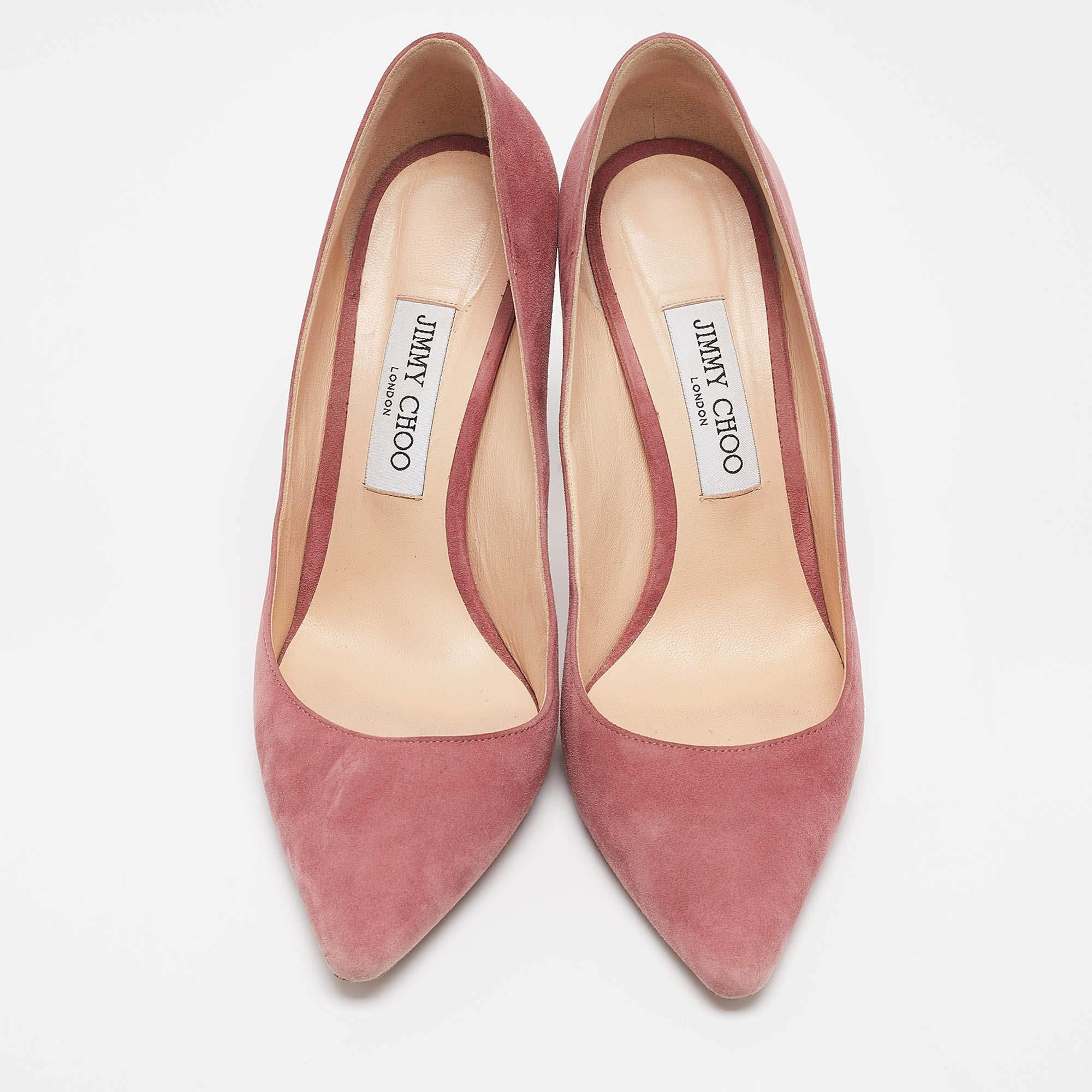 Jimmy Choo Pink Suede Romy Pumps Size 40 In Good Condition In Dubai, Al Qouz 2