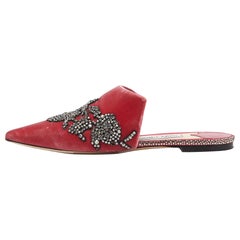 Jimmy Choo Pink Velvet Crystal Embellished Mules  Size 39