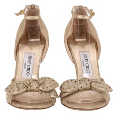 Jimmy Choo Polka-Dot Bow-Embellished Metallic Sandals
