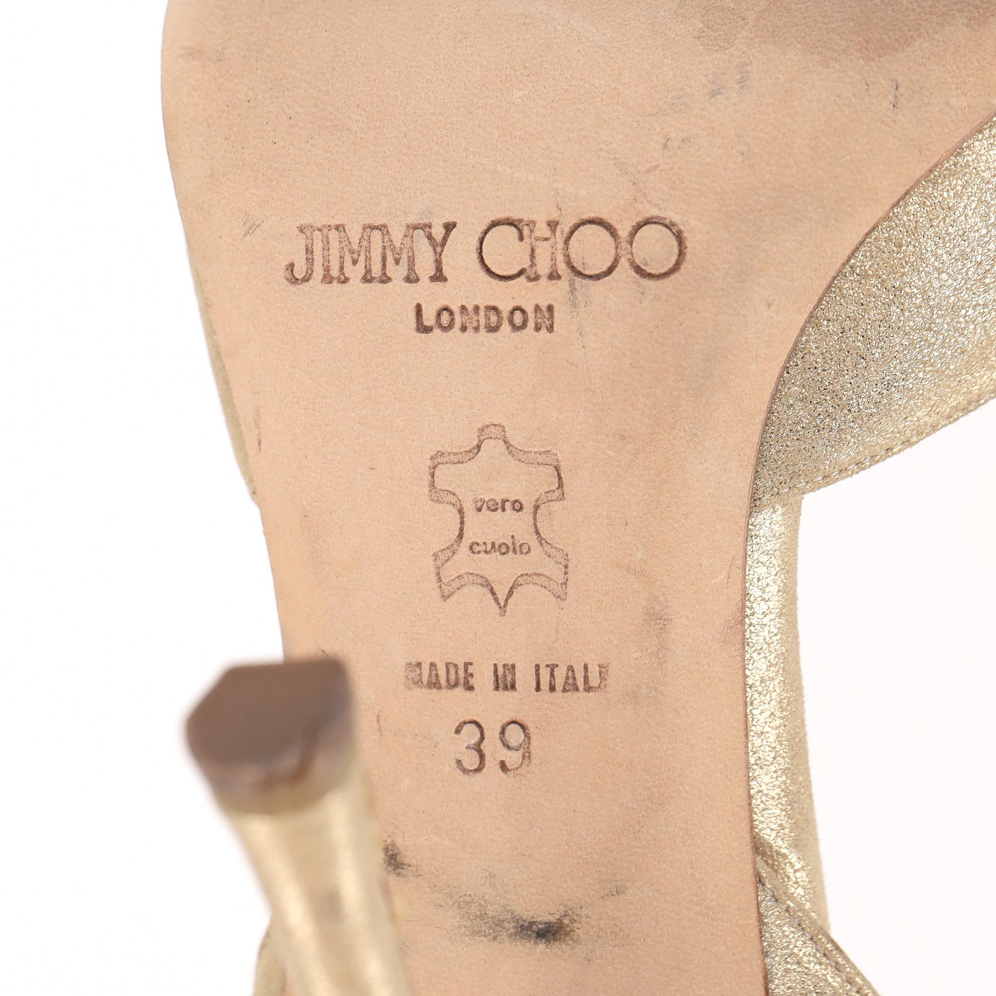 Jimmy Choo - Sandales métalliques à nœuds embellies par des pois en vente 1