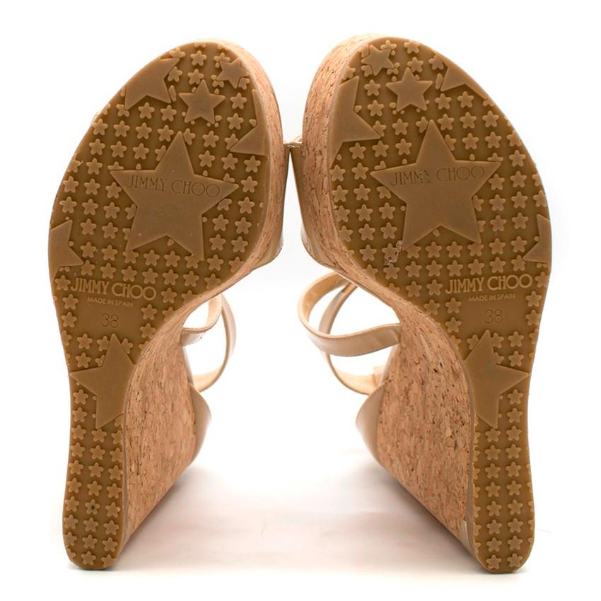 Jimmy Choo Portia Nude Leather Cork Wedge Sandals 38 1
