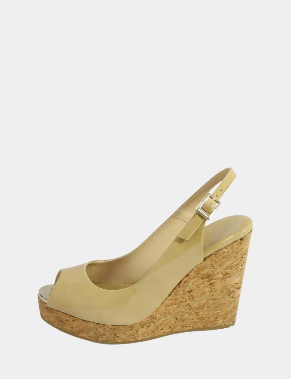 Beige Jimmy Choo Prova Wedge Sandals Size EU 38