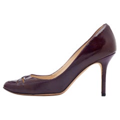 Jimmy Choo Pruple Leather Cut Out Pumps Size 37