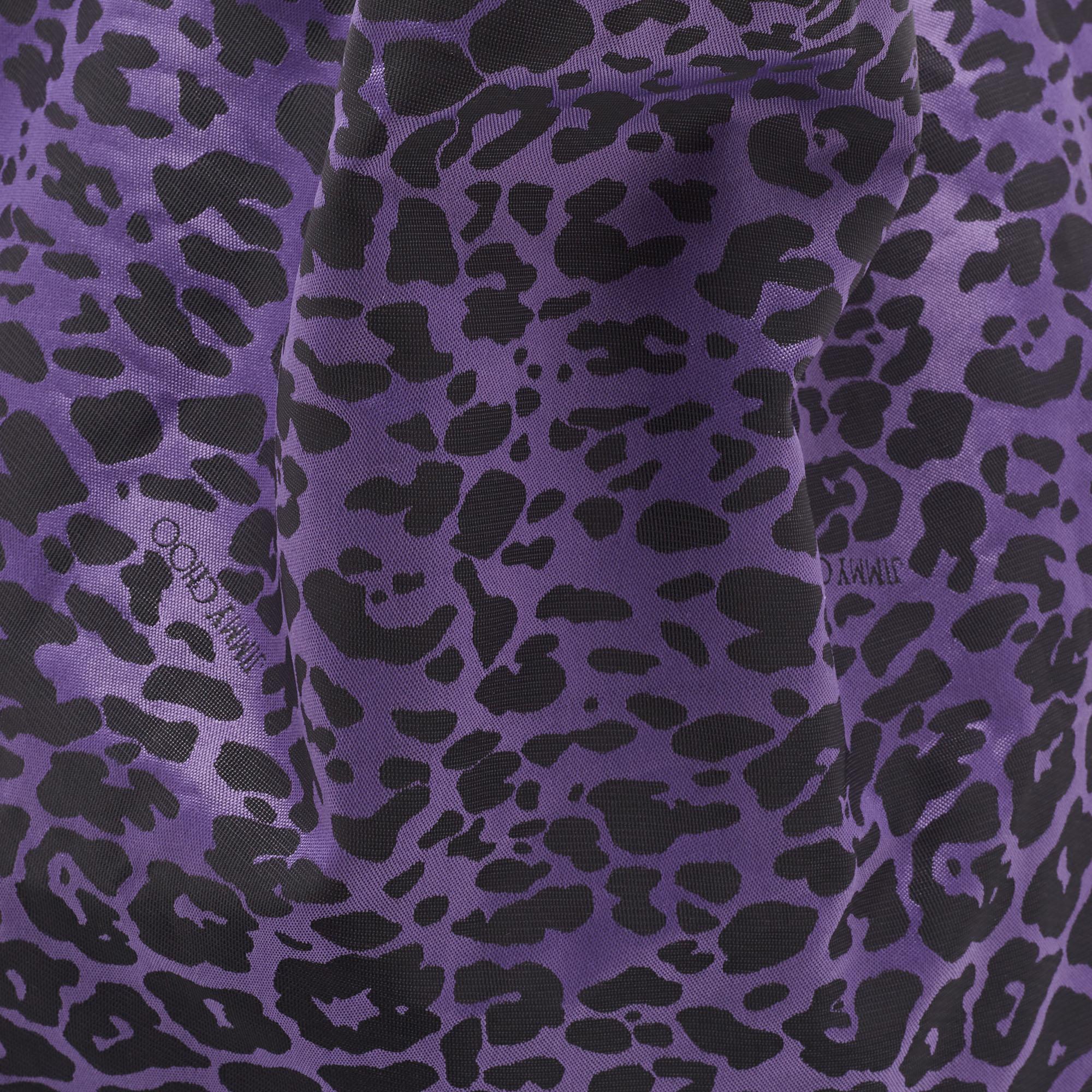 Jimmy Choo Purple/Black Leopard Print Fabric Zip Shopper Tote For Sale 8